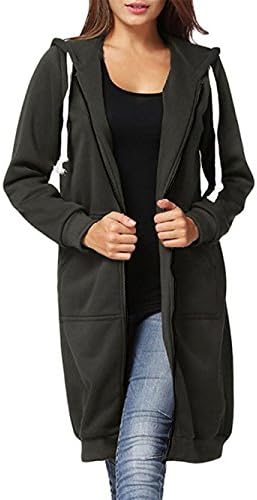 Dongpai Women's Casual Zip Up Hoodie Solid Long Jacket Sweatshirt Outerwear Plus Size