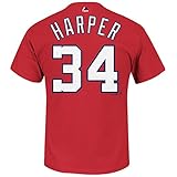 MLB Majestic Bryce Harper Washington Nationals Player T-Shirt - Red