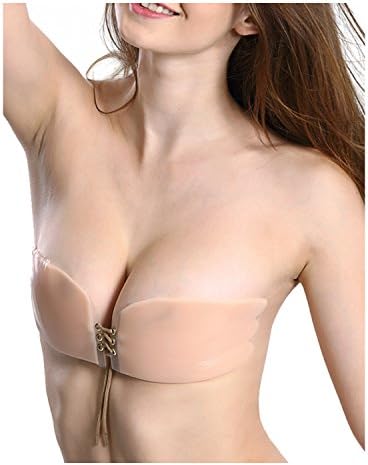 Women's  Reusable Strapless Bra Self Adhesive Silicone Push Up bra with Drawstring-By T STREET
