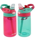 Contigo Kids Autospout Gizmo Water Bottles, 14oz (Cherry Blossom/Persian Green) - 2 Pack