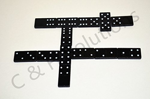C&H Solutions Double 9 Dominoes Black With White Dots Wooden Dominoes 55 PCS By C&H