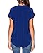 LILBETTER Women Chiffon Blouse V Neck Short Sleeve Top Shirts (Royal Blue,Large)