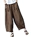 Aeneontrue Women's Patchwork Wide Leg Pants Trousers with Big Pockets (Large, Style1_Brown)