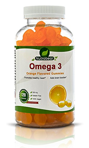 Omega 3 Gummies - a Yummy Fish Oil Replacement, 100% Vegan & Vegetarian, for Kids & Adults, by Nutrabear