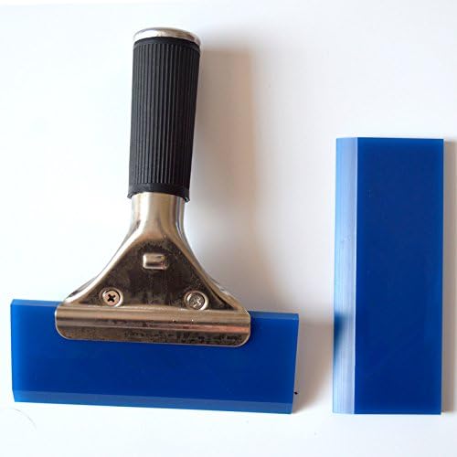 5" Pro Rubber Squeegee Deluxe No-Slip Handle with Blue Water Silicone Blade for Auto Vinyl Wrapping Film Install, + 1PC Replacement Blade for BlueMAX
