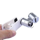 DBPOWER 60X Clip on Pocket Microscope Illuminated Magnifier Lens with LED & UV Lights for Universal Smartphones, iPhone, Sumsung, HTC, Nokia, Sony