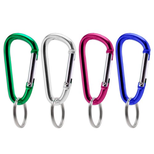 HTS 273Q0 4 Pc 73mm Aluminum Carabiner Snap Hook with Key Ring