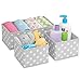 mDesign Fabric 4-Piece Drawer Organizer Bins, Kids/Baby Nursery Dresser, Closet, Shelf, Playroom Organization, Hold Clothes, Toys, Diapers, Bibs, Blankets, Gray/White Polka Dot