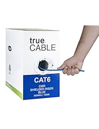 CPO   Elevador (CMR), 1000 ft, Bulk Cable Ethernet de cobre desnudo, sólido, ETL, 550 MHz, 23 AWG, total Shield (FTP) de aluminio, truecable, Azul