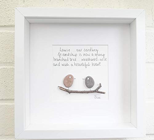 Pebble Art Picture Framed And Fully Personalised Birds Friendship Amazon Co Uk Handmade