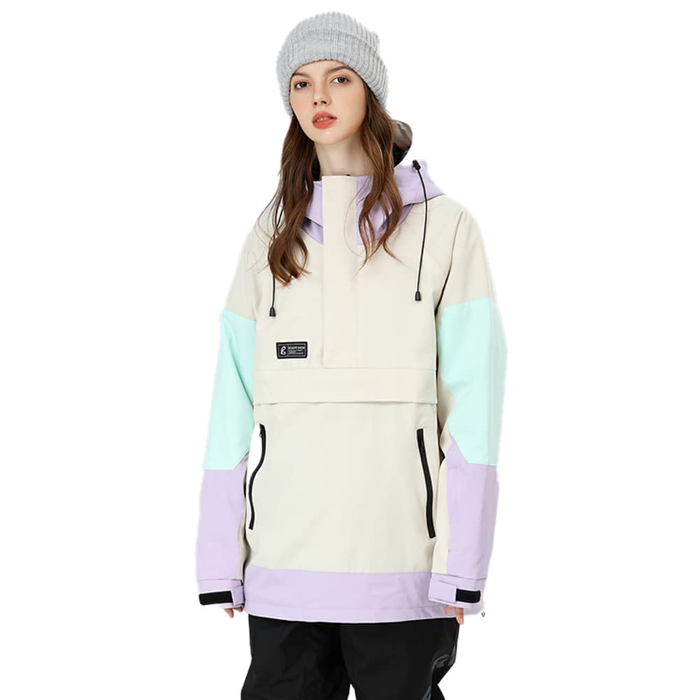 Photo 1 of SEARIPE Women's and Mens ski jacket Snowboard Hoodie Pullover Half Zip Colorblock Sweatshirt Snowcoat(S2159,Khaki,S)