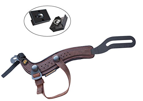 SpiderPro Padded Hand Strap For Cameras (Kodiak) with Optional Snap-On Wrist Strap Included w/ 2 Ivation Quick Release Plates for the Manfrotto RC2 Rapid Connect Adapter