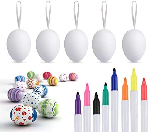 Pulison Toys Filled Easter Eggs Bright Colorful DIY Eggs 50pcs Plastic Easter Eggs DIY Easter Eggs Plastic Eggs 8pcs Color Pens