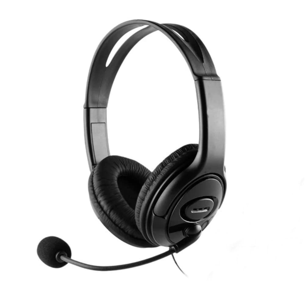 CoolChat U1 In-Line Chat Headphones with Microphone Wired Volume Control Lightweight Adjustable Headband 2m Cable USB Connection for PC Laptop
