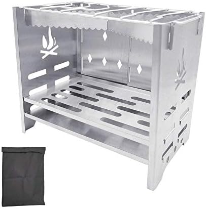 Rvest Outdoor Stainless Steel Folding BBQ Grill Camping Hiking Portable Backpack Furnace Camping Charcoal Stove Multi-function