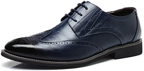 LIYZU Men's Leather Lace Up Modern Dress Oxford Shoes US Size 10.5 Blue 1