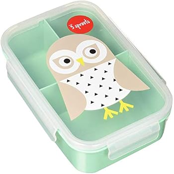 3 Sprouts Lunch Bento Box - 3 Compartment Lunchbox Container for Kids, Owl