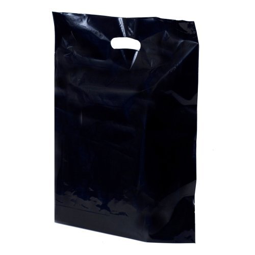 Black Plastic Carrier Bags - 38cm x 46cm + 7cm - (1 BOX - 100 BAGS) by Plastic Carrier Bags