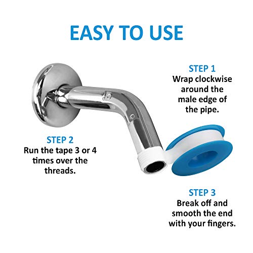 ShowerMaxx, 5 Pack Teflon PTFE Thread Seal Tape 0.5" inch x 26.5' ft