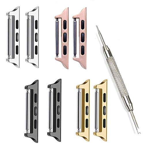 Spring Bar Watch strap connector Stainless Steel Adapter Replaceable Metal Connection with Replacement Tool Compatible with Apple Watch Band 38mm-49mm