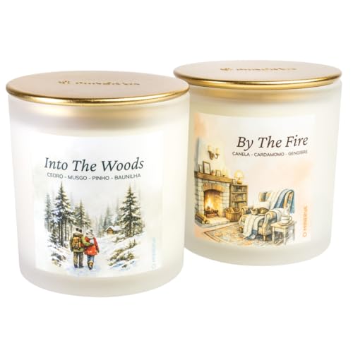 MINERVA - Vela Aromatica Perfumada Aromatizada - Coleção de Outono Inverno - 200g (Kit - By The Fire + Into The Woods + Marca Pagina)
