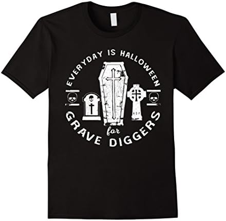 Mens Everyday Is Halloween For Grave Diggers Graveyard Coffin Tee 2XL Black