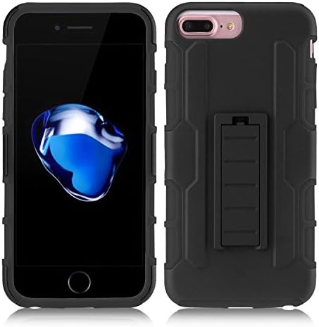 iPhone 8 / iPhone 7 Case, Purpplex 3 Layer Shock Proof Protective Hybrid Rugged Defender Combo Kickstand Case Cover with Belt Clip Hostler for Apple iPhone 8 / iPhone 7 - Black
