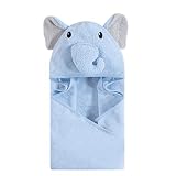 Hudson Baby Unisex Baby Animal Face Hooded Towel, Blue Elephant 1-Pack, One Size
