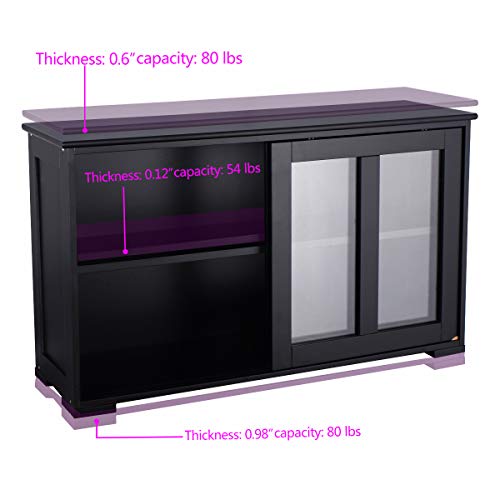 WATERJOY Kitchen Storage Sideboard, Stackable Buffet Storage Cabinet with Sliding Door Panels for Home Kitchen, Antique Black - Thumbnail 5