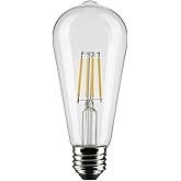 Satco S21362 5W 120V ST19 Clear LED Light Bulbs 4000K Cool White E26 Medium Base Dimmable - 6 Pack