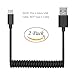 2 Pack Yellowknife Flexible Coiled Micro USB Cable for Android Phones, 3ft Coiled Micro USB Cord for Samsung HTC Sony Motorola Huawei Nokia