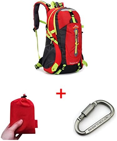 New Hiking Camping Backpack (RED) + Picnic Blanket + Locking Carabiner Keychain
