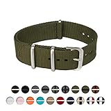 ARCHER Watch Straps, Premium Nylon NATO Straps, Choice of Color and Size (Olive, 18mm)