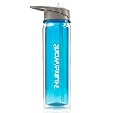 NutraWork Insulated Plastic Water Bottle (20 oz.) - Double Walled Insulated Water Bottle with Straw - Vacuum Sealed Sports Bottle - Wide Mouth Straw - Sweat Proof & BPA Free Tritan Plastic Gym Bottle