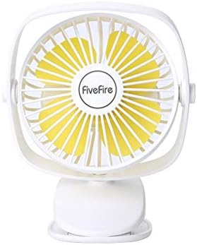 FiveFire [2019 New Update Clip on Fan, Battery Operated Desk Table Fan Rechargeable, Portable Mini USB Fan for Baby Stroller Pram Office Camping Motorhome Lorry(White)