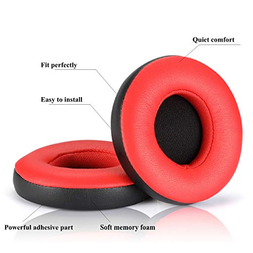 Beats Solo 2 3 Earpad Replacement,Cypher.V Ear Cushion Pads Compatible with Solo 2.0 3.0 Wireless Headphones by Dr. Dre 1 Pair (Red Black)