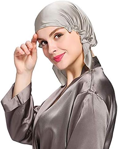 Amazon Co Jp Lilysilk リリーシルク 天然シルク100 ナイトキャップ 枝毛防止 保湿美髪 ロングヘア用 お休みキャップ 就寝用 産後用 飾りのリボン付 シルバーグレー ホーム キッチン