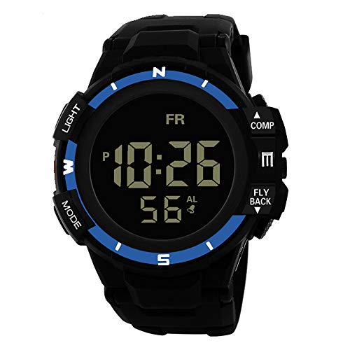Sport Watch, 50M Waterproof Watch, Sport Wrist Watch for Men Women Kids, Digital Watch with Alarm Date and Time (Blue)