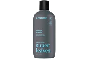 ATTITUDE Shower Gel Body Wash for Men, Made in Canada, 98% Natural Origin Ingredients, Paraben & Phthalate Free, EWG Verified