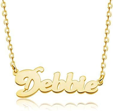 MeMoShe Personalized Name Necklace, 925 Sterling Silver Customized Nameplate Necklace with 14"-24" Chain for Couples (Pack of 1,2 and 3)