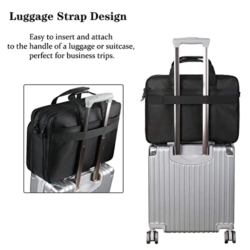 17 Inch Laptop Bag, Large Work Briefcase for Men Women Waterproof Shoulder Bag Shoulder Bag, Expandable Multifunction Computer Bag for Laptop Tablet Notebook, Black