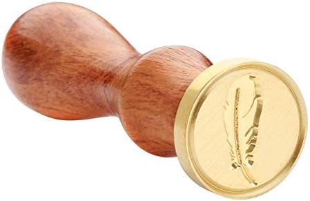 Caoly Antique Metal Plant Sealing Wax Stamp Wood Handle Ancient Craft Decor (A)