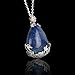 KISSPAT Lapis Lazuli Necklace Teardrop Semi Precious Gemstone Pendant on 20