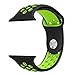Gersymi Tech Sport Silicone Replacement Strap Band with Adjustable Buckle and Quick Release for Apple Series 2 iWatch - Large - Black/ Green