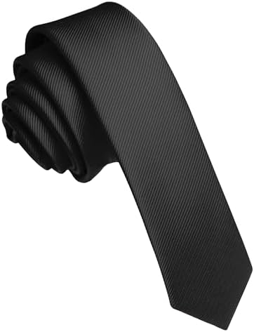 Covona 100% SILK Narrow NeckTie EXTRA Skinny BLACK Color Men's