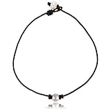 Barch Single Pearl Choker Necklace on Genuine Leather Cord for Women Handmade Choker Jewelry Gift