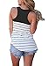 FARYSAYS Women's Sleeveless Color Block Striped Racerback Cami Tank Tops, Black, (US 8-10)M