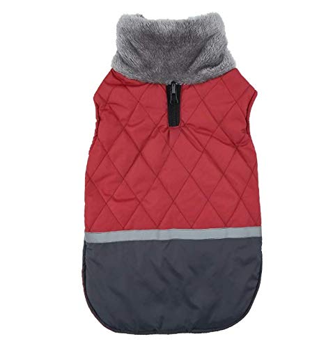 Barlopetty Reflective Dog Coat Winter Vest,Reversible Waterproof Dogs Coat Warm Jackets With Harness Hole Adjustable Dogs Outfits Soft Winter Clothes for Small Medium Large Dog Red-XL
