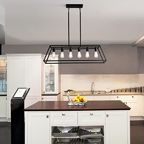 Black Kitchen Island Lighting, 6Light Farmhouse Chandeliers, Modern