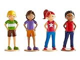 Wonderhood Kids - Set of 4 People Figurines - Compatible with Building and Play Sets for Creativity, Imagination and Pretend Fun